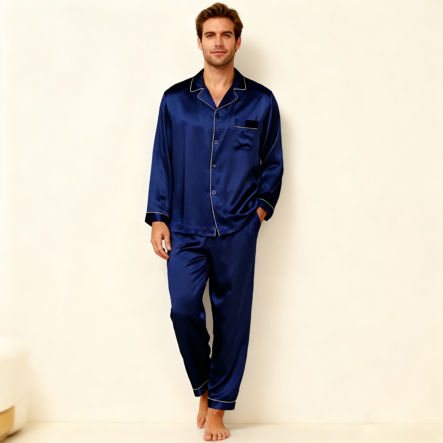 Silk Pajamas Men 22 Momme Mulberry Silk Matching Sleepwear Set REAL SILK LIFE