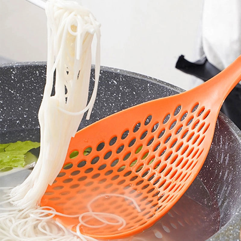 Noodle Spoon Large Colander Household Kitchen Noodle Dumpling Wonton Spoon Strainer Drain Strainer Long Handle Thickened Large Spoon