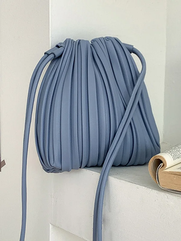 Split-Joint Pleated Drawstring Crossbody Bags