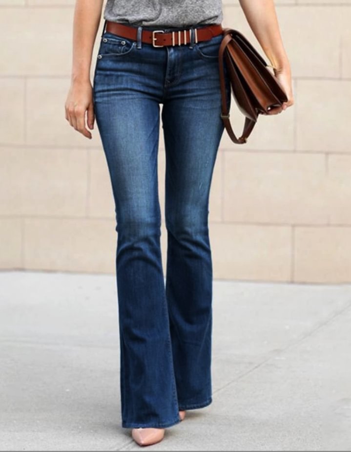Fashionv-Plain Casual Low Stretch Spring Soft & Lightweight Women Jeans