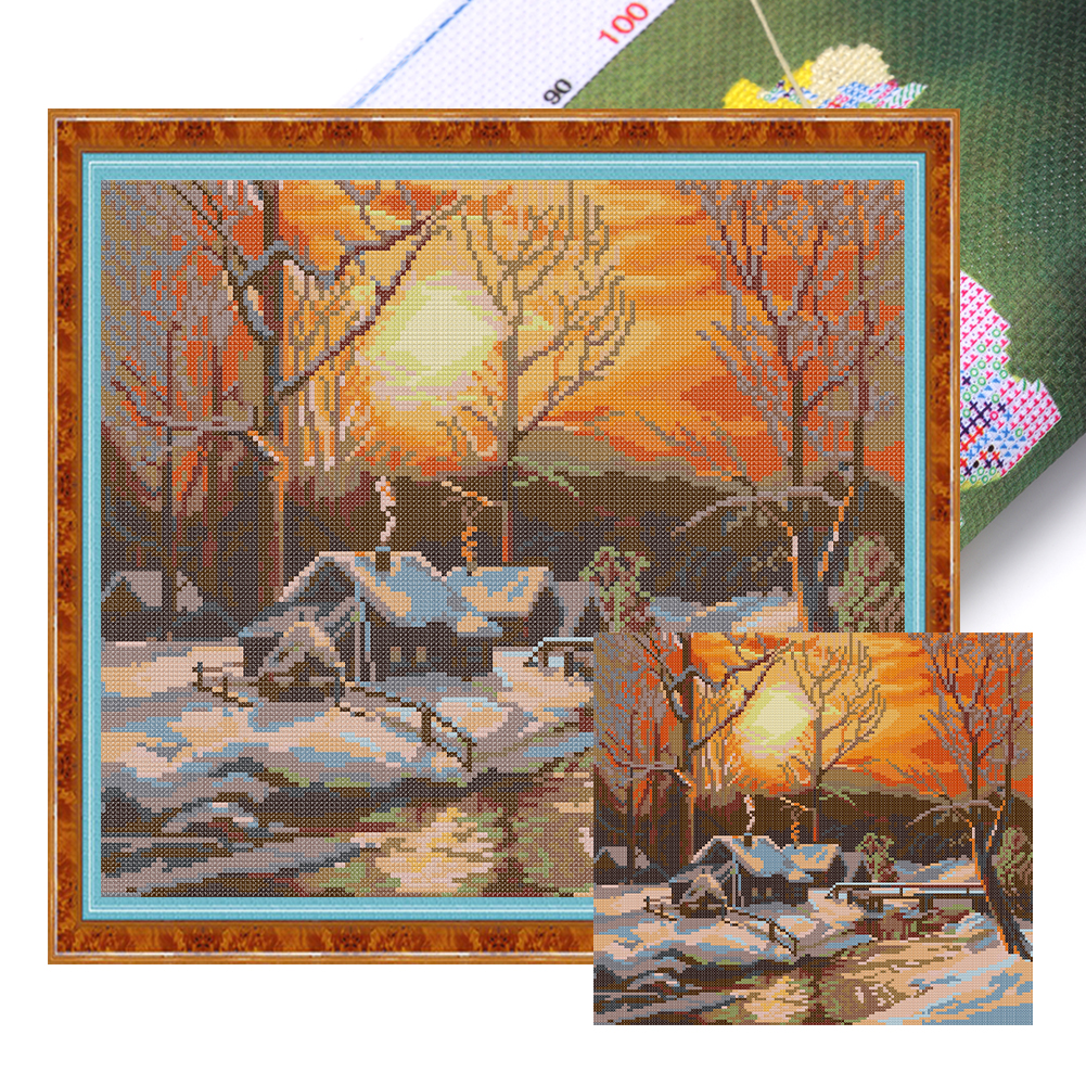 Winter Morning Full 14CT Pre-stamped Canvas(36*33cm) Cross Stitch(backstitch)