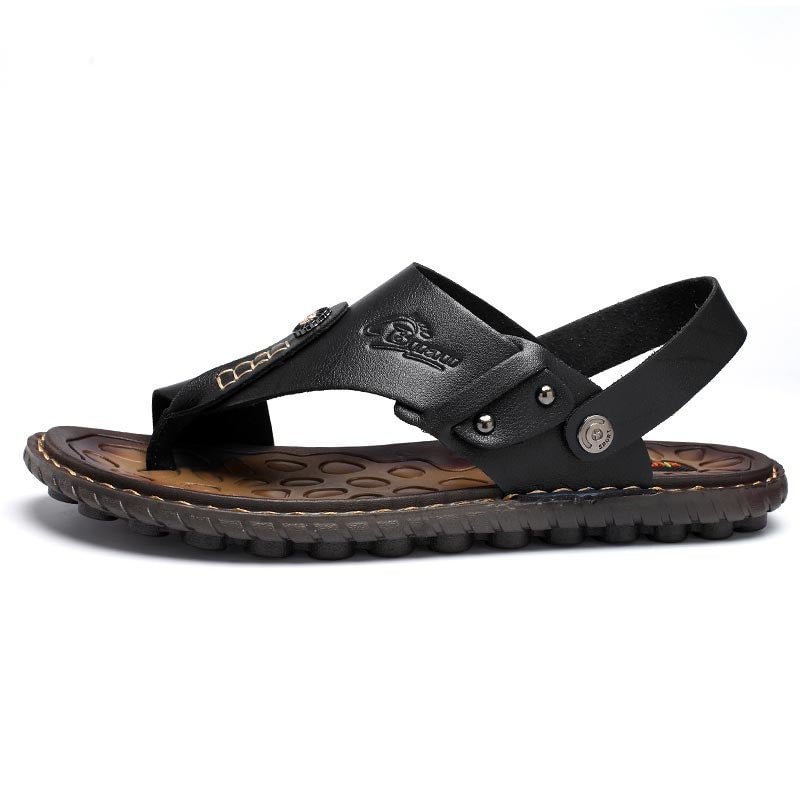 PU Leather Men Sandals Beach Shoes for Men Summer Brand Men Casual Shoes Flip Flops Men Cool Slippers Sneakers Big Size 38-47