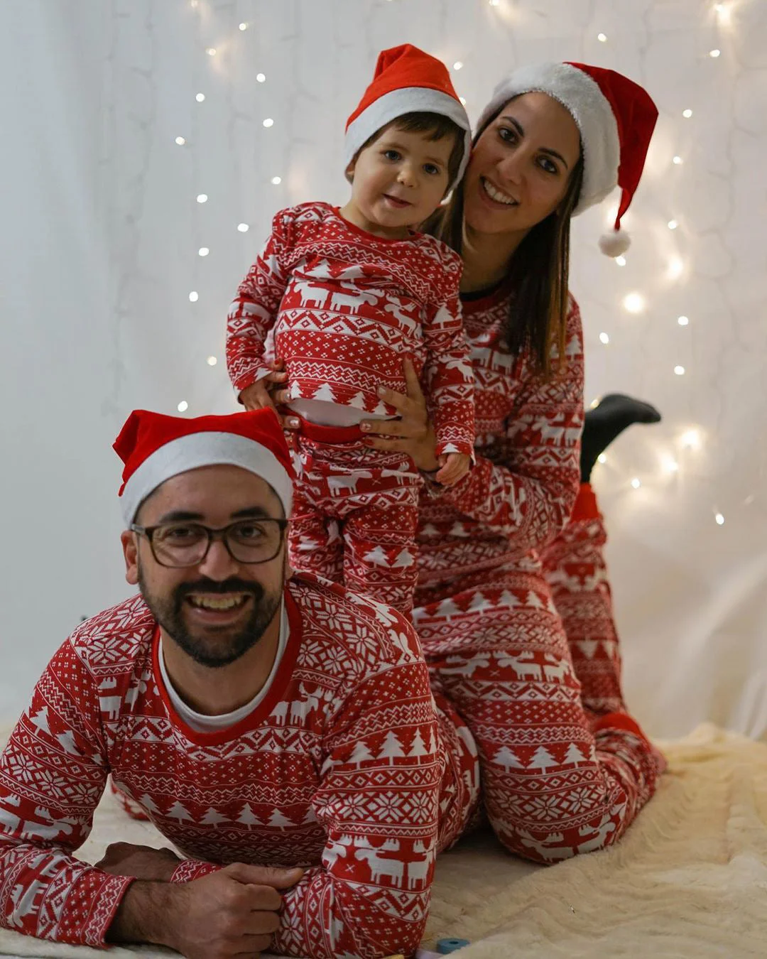 Christmas red reindeer family pajamas