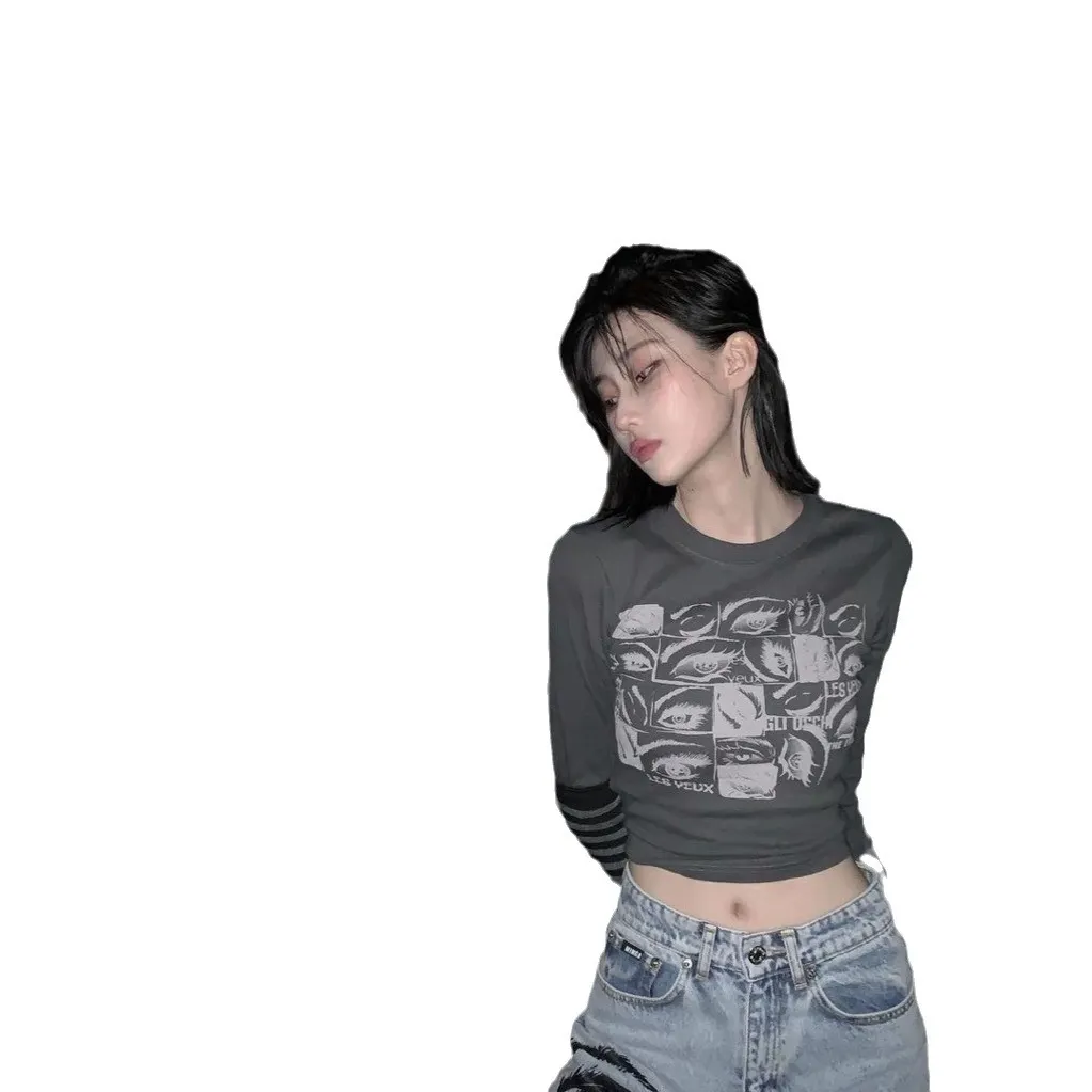 Churchf Churchf New Style Temperament Commuting Retro Hot Girl Long Sleeve Slim Head Top
