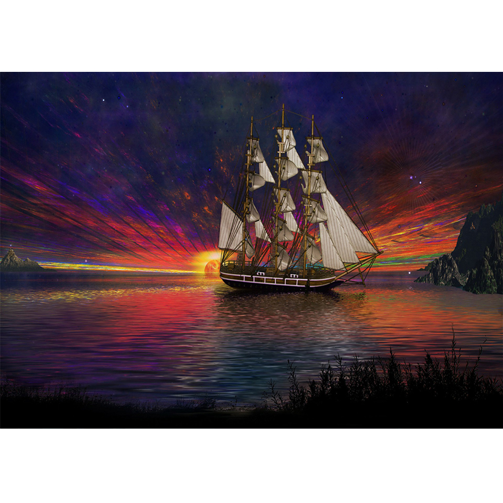 

40*30CM - Round Drill Diamond Painting - Fantasy Ship, 501 Original