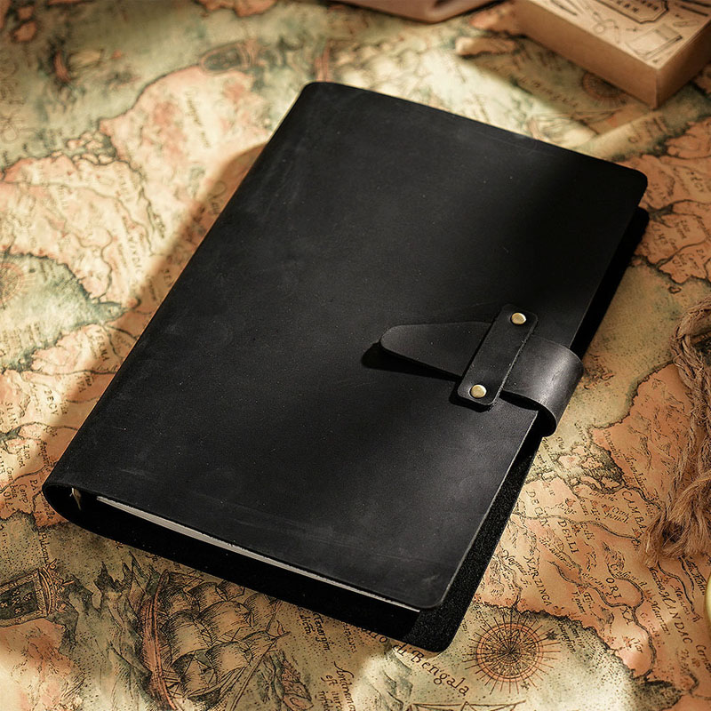 Fromthenon 100% Genuine Cowhide Leather Notebooks and Journals A5A6 Retro Spiral Binder Planner Diary Office Business Stationery
