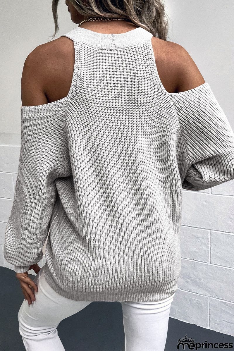 Casual Buckle Solid Color V Neck Sweaters(4 Colors)