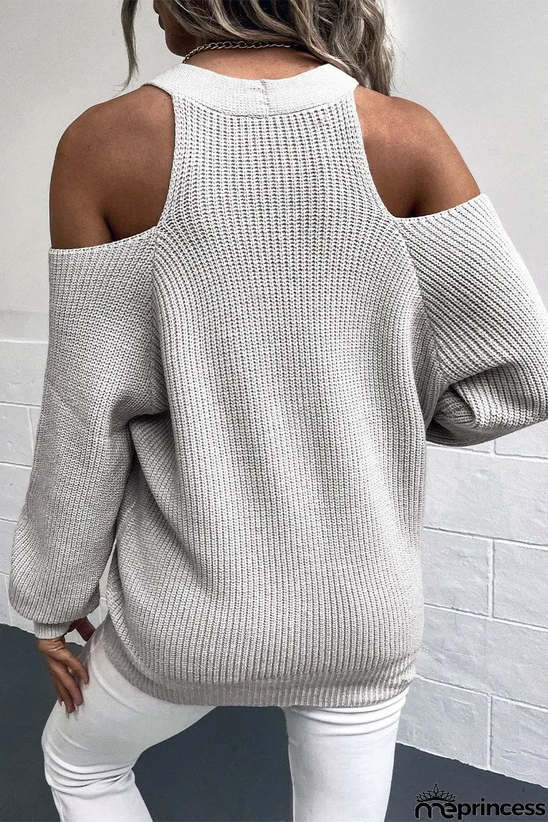 Casual Buckle Solid Color V Neck Sweaters(4 Colors)