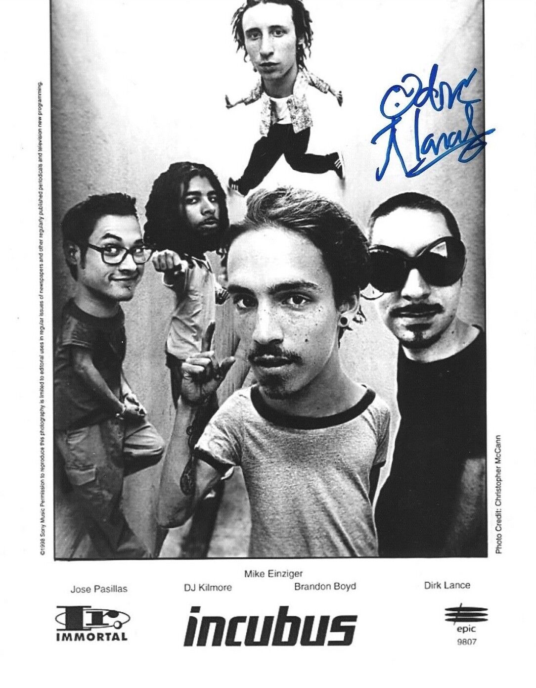 * DIRK LANCE * signed 8x10 Photo Poster painting * INCUBUS * ALEX KATUNICH * COA * 4