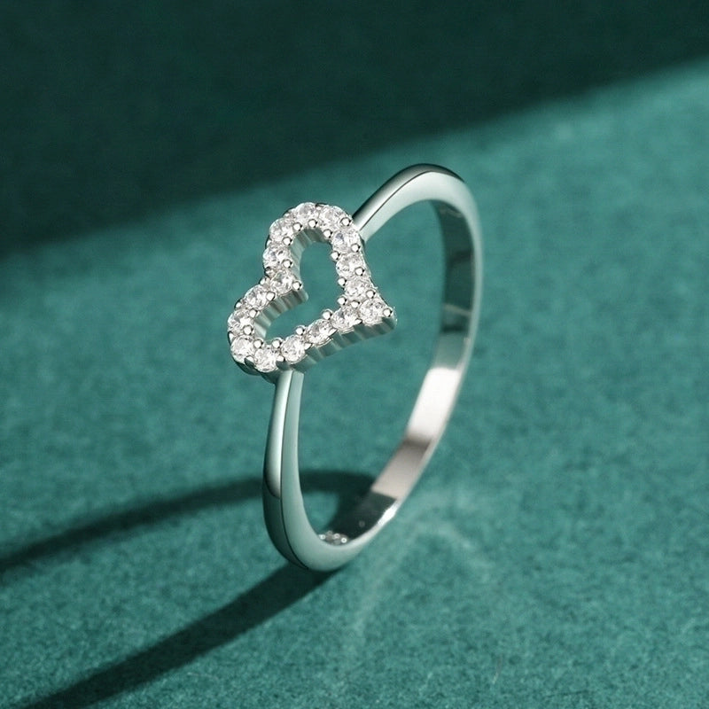 925 Sterling Silver Zircon Heart Shape Rings