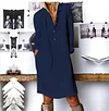 Lapel Neck Long Shirt Dress Buttons Cotton Linen