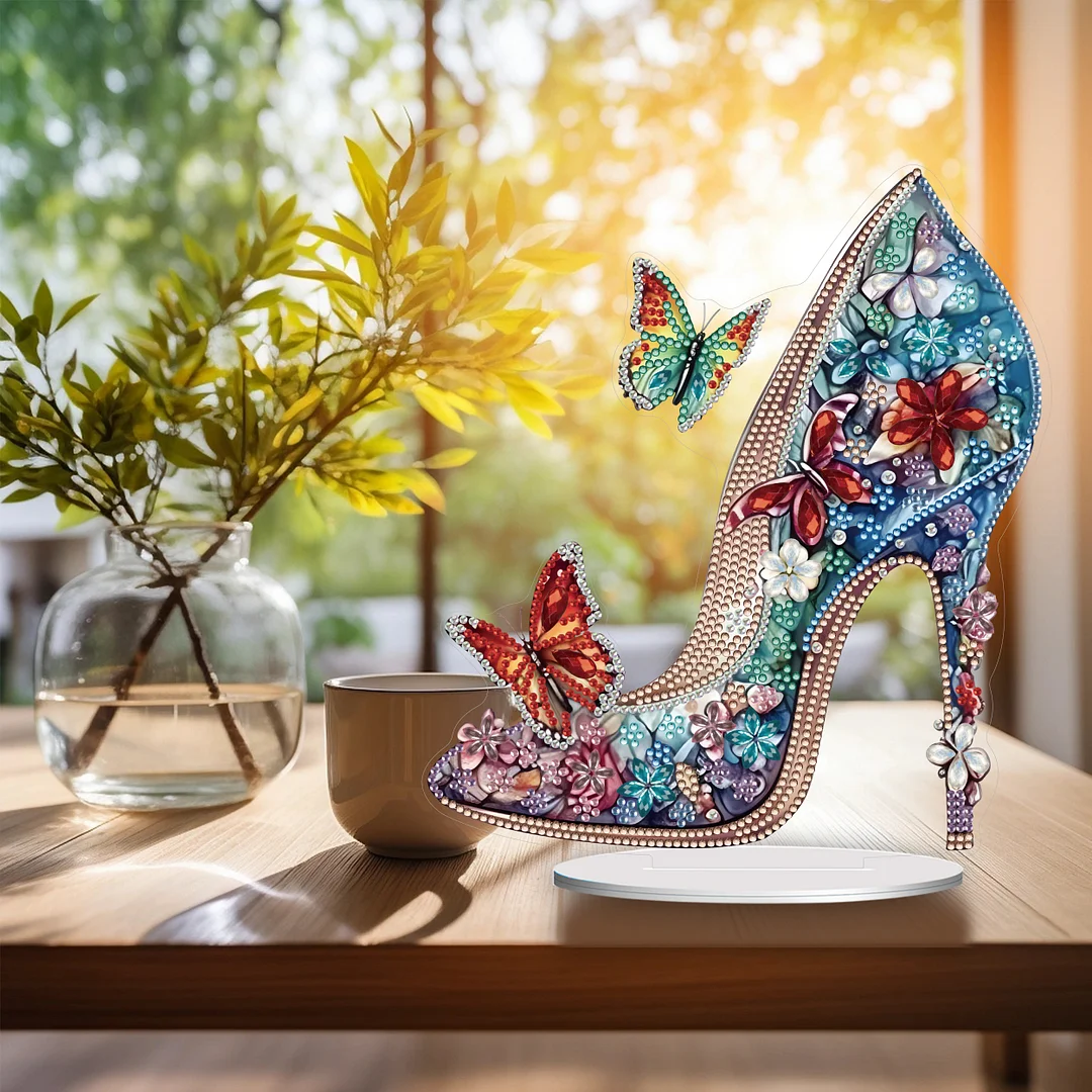 DIY High Heels Single Sided Diamond Painting Acrylic Tabletop Ornaments for Office Decor