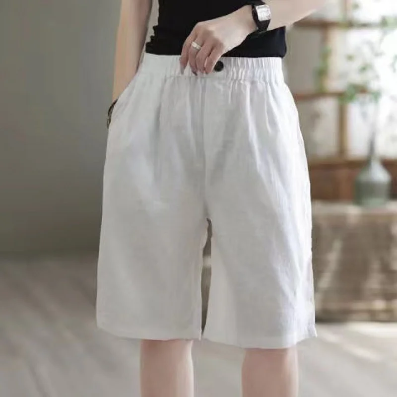 Uveng Uveng Summer Cotton-Skin Shorts Women's Five-Point Trousers Loose-Fitting High-Waisted Thin-Skinny Trousers