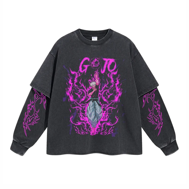 Jujutsu Kaisen Gojo Satoru Oversized Washed Long Sleeve T-Shirt