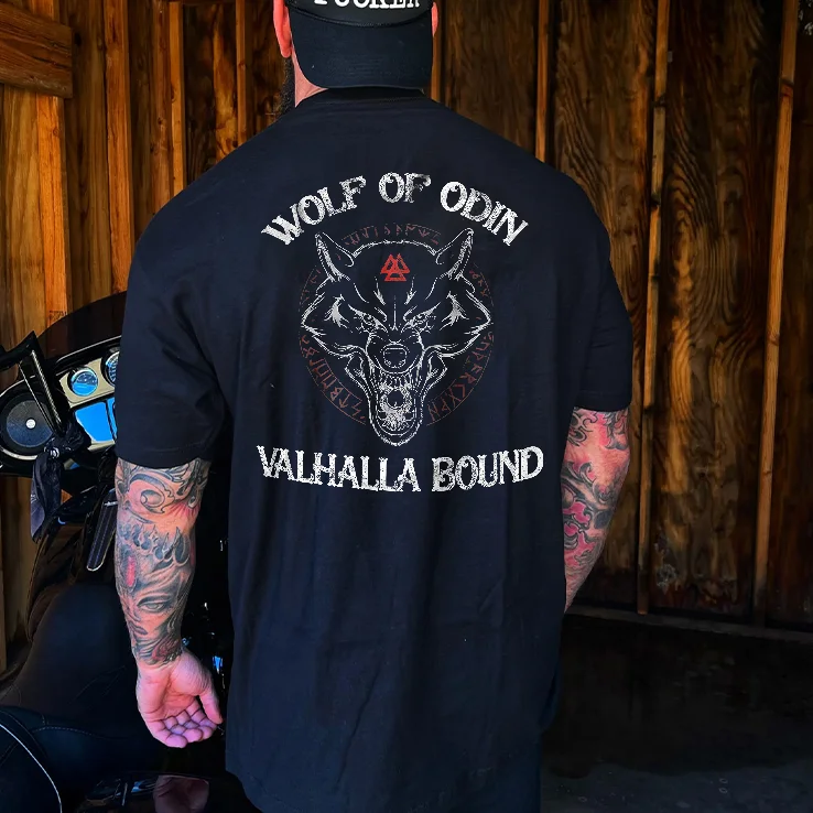 Livereid Wolf Of Odin Valhalla Bound Printed Men's T-shirt - Livereid