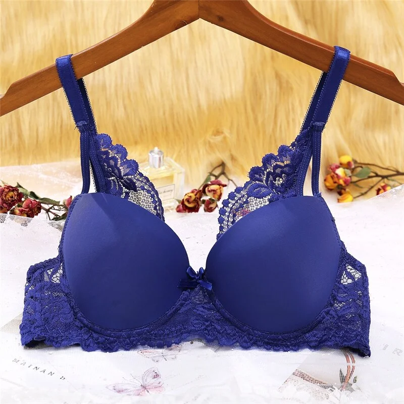 FINETOO Lace Push Up Bra Women Massage Cup Seamless Bras B C Cup Sexy Lingerie Ladies Brassiere Female Solid Color Underwear New