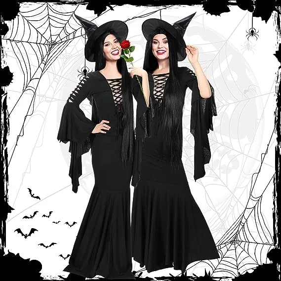 ✨In Stock✨Women's Morticia Floor Dress Costume Adult Women Gothic Witch Vintage dress