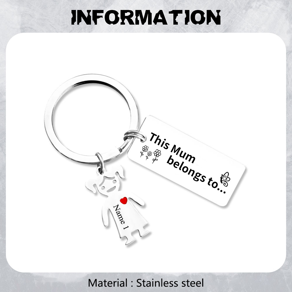 1 Name - Personalised Keychain with Kid Charms Engraved Names Keyring Mother's Day Gift for Nan-Jessemade AU