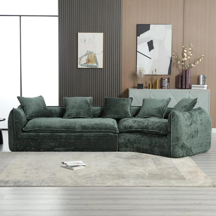 Modular Sectional Sofa, Modern U-Shaped Sofa Couch with Chenille Fabric, Large Deep Seat Sofa Sets with Thickness Seating Padding for Living Room