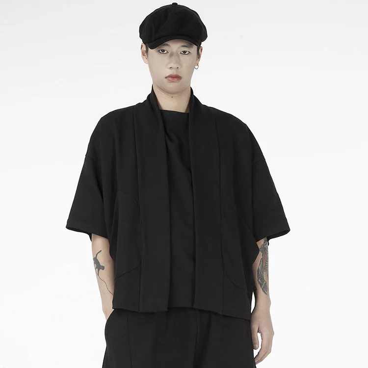 Dawfashion Techwear Streetwear-Dark Loose and Versatile Sweatshirt Solid Short Sleeves Shirts-Streetfashion-Darkwear-Techwear