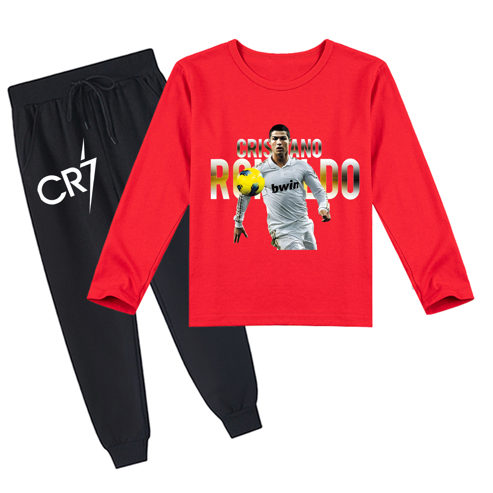 Mayoulove Cristiano Ronaldo Long Sleeve T-Shirt Set for Boys  Girls - Stylish Soccer Apparel, Trendy Sportswear-Mayoulove