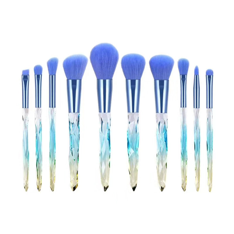 Minimalist Pink Purple Blue Arylic Artificial Fiber Acrylic Handle Makeup Brushes 1 Set