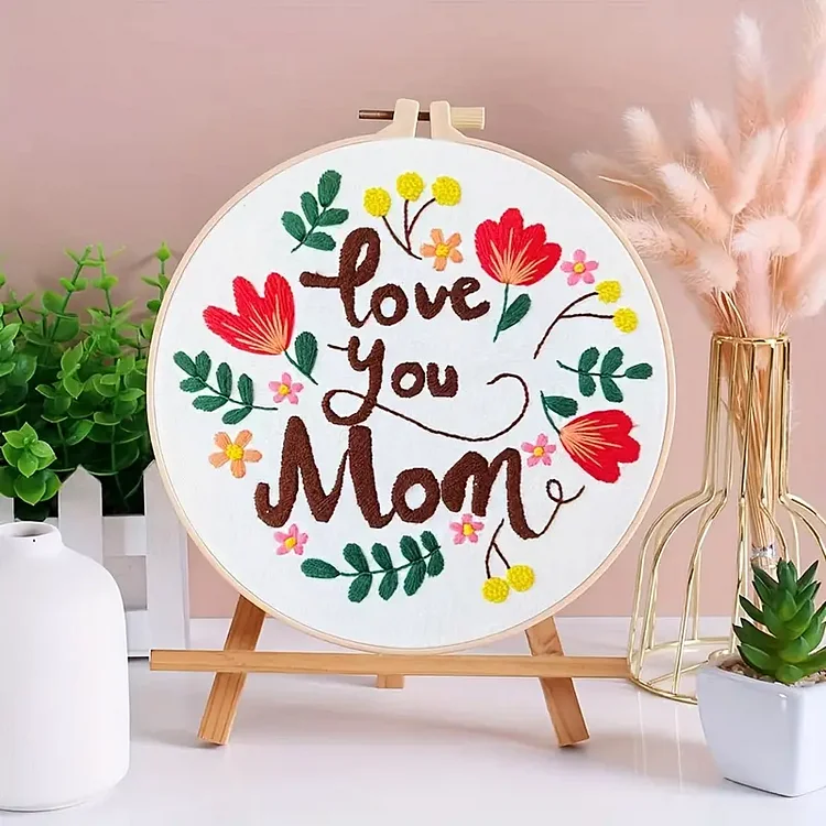 1set Love You Mom Embroidery Kit