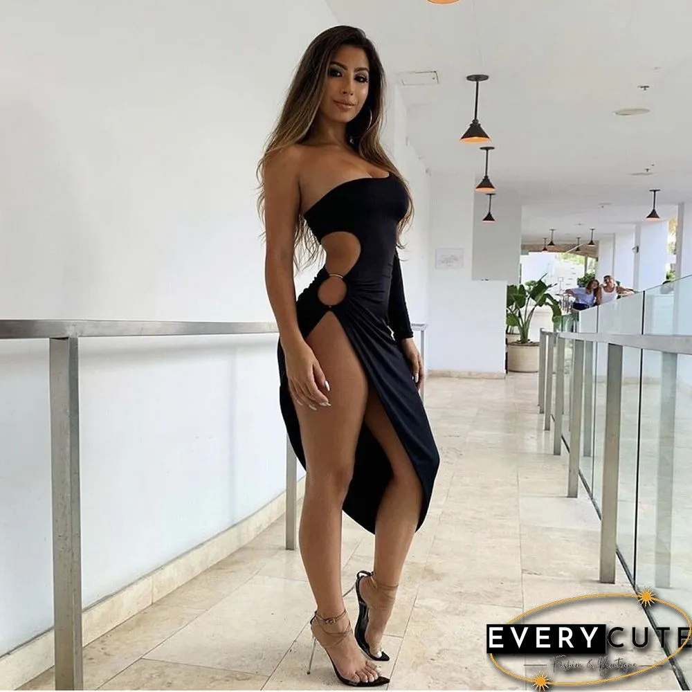 Sexy & Elegant Dress for Women-One Shoulder Hollow Out High Split Party Club Female