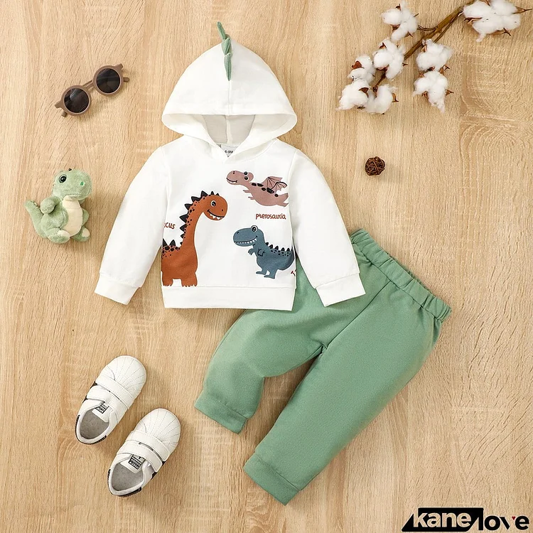 Dinosaur Graphic Hoodie and Pants Set