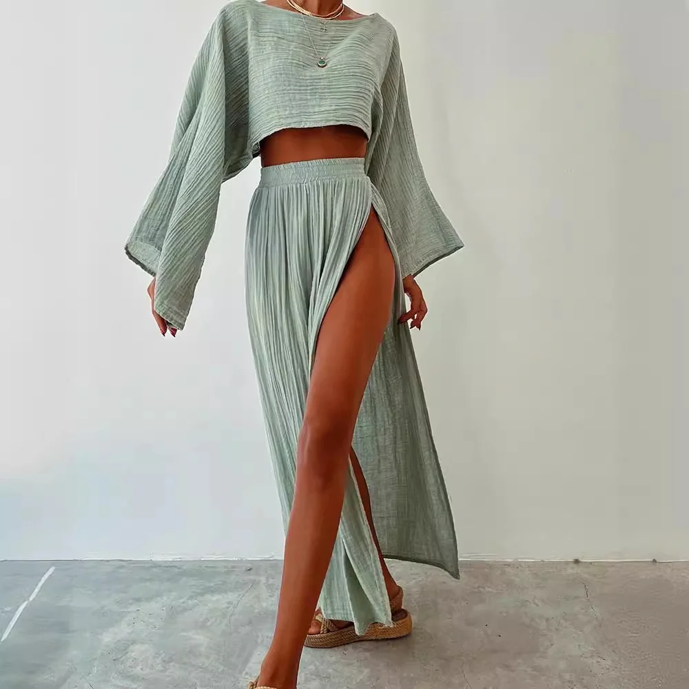 Woman - Linen Two-Piece Set-inspireuse