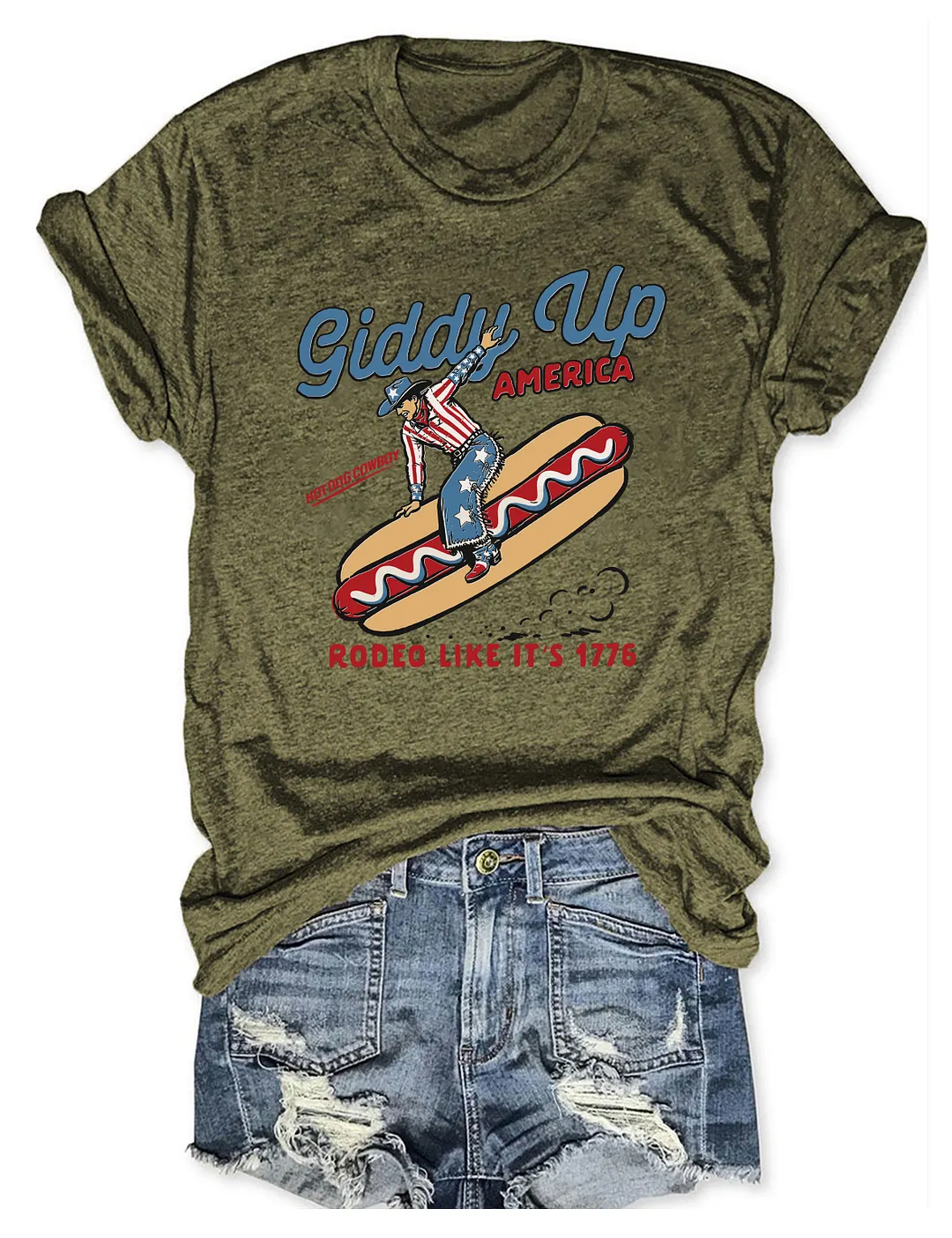 Giddy Up America Cowboy Hot Dog T-shirt