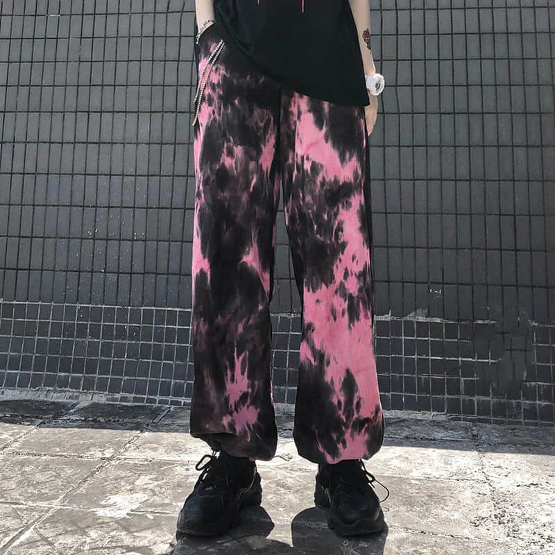 Trend Wide-leg Sweatpants Women's Autumn Clothing 2020 New Korean Hip-Hop Tie-dye Beam Pants All-match Loose Casual Pants