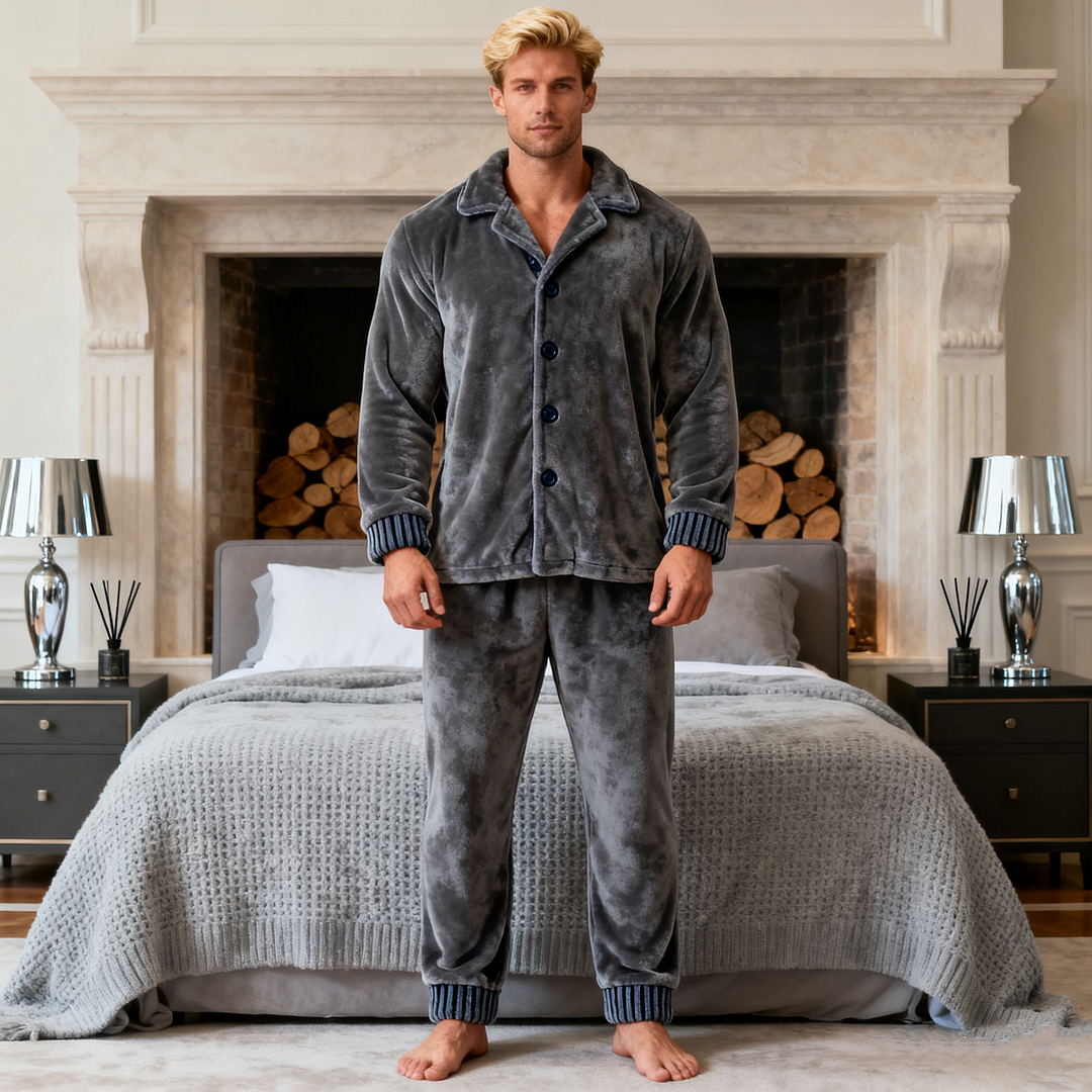 Men's Autumn/Winter Warm Christmas Daily Pajama Set-inspireuse