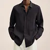 Gioiacombo&trade; Camicia da uomo in cotone e lino a tinta unita sciolta nuova