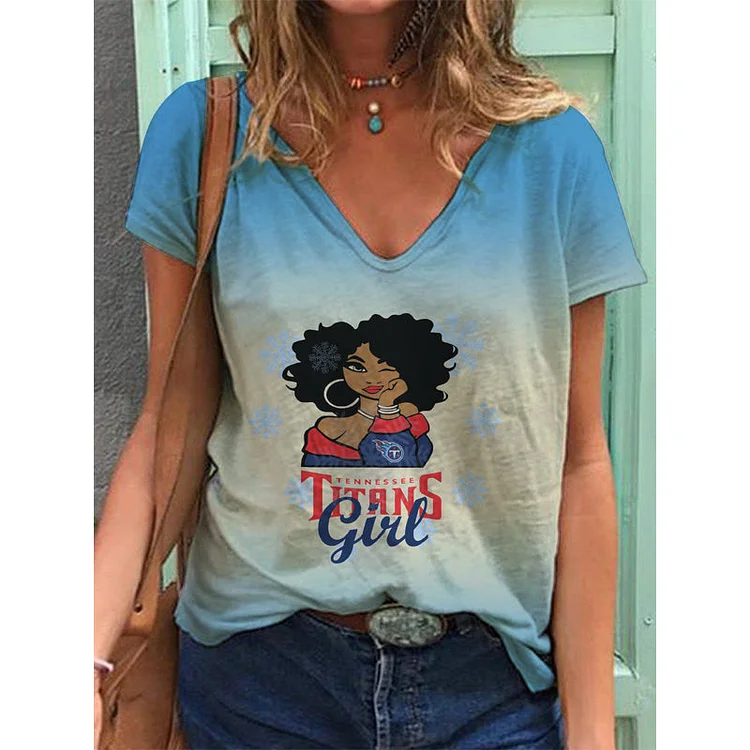 Tennessee Titans Lightweight Short Sleeve V-Neck T-Shirt