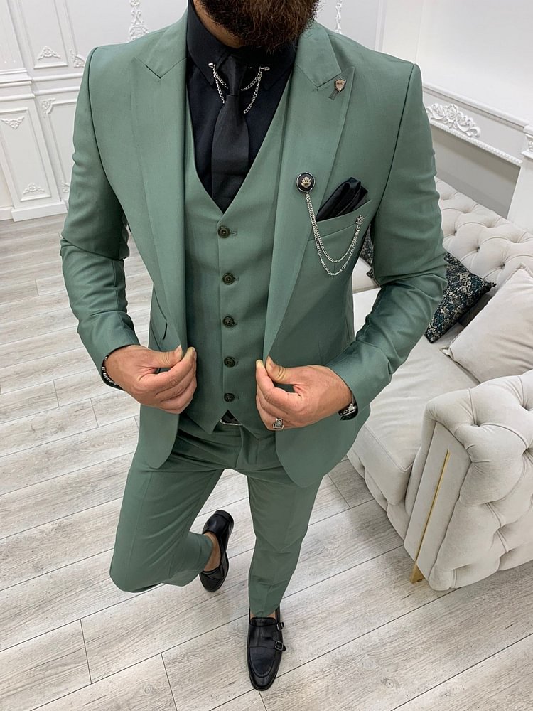 Montreal Water Green Slim Fit Suit
