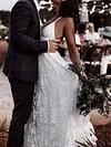 Floral-Print Lace Spaghetti-Neck Wedding Maxi Dress