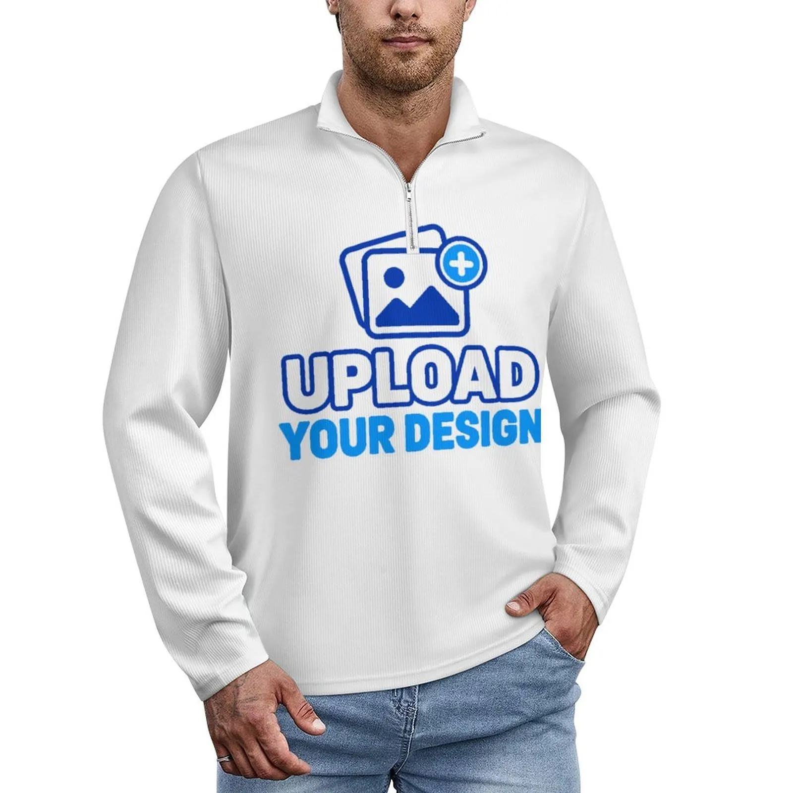 Men's Sweatshirt Polo Shirt custom product view 8