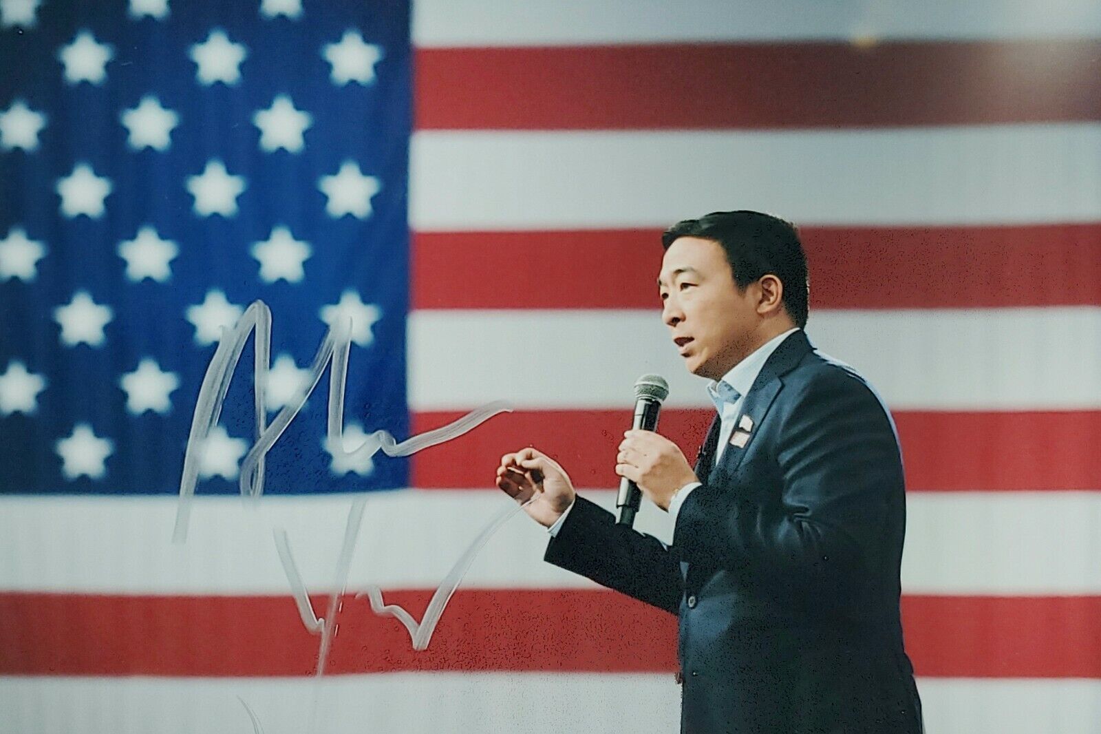 Andrew Yang Hand Signed Autograph Photo Poster painting Democrat NYC Politican President Mayor