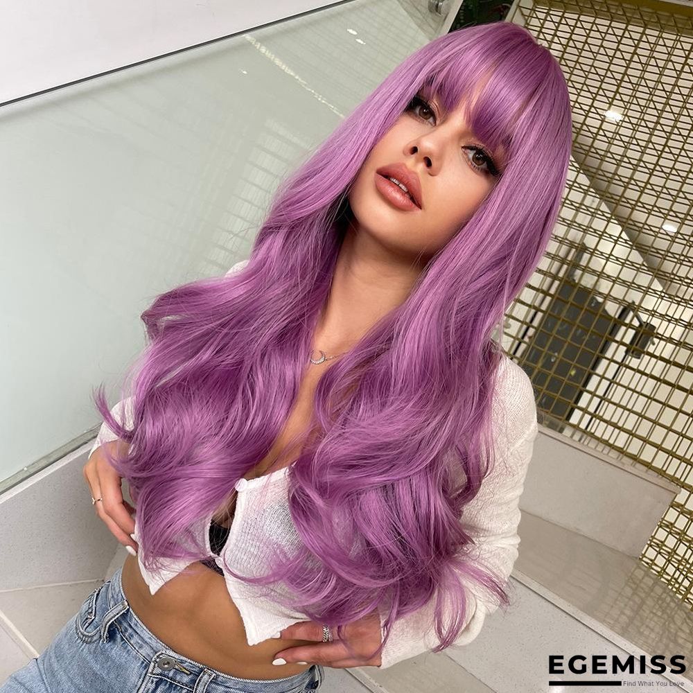 Long Brown Wigs with Bangs  Wave Synthetic Wigs for  Women | EGEMISS