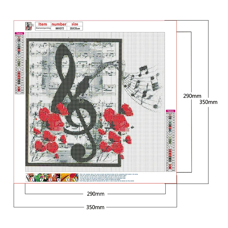 Full Drills Round Diamond Painting - Sheet Music Notes - 35*35CM