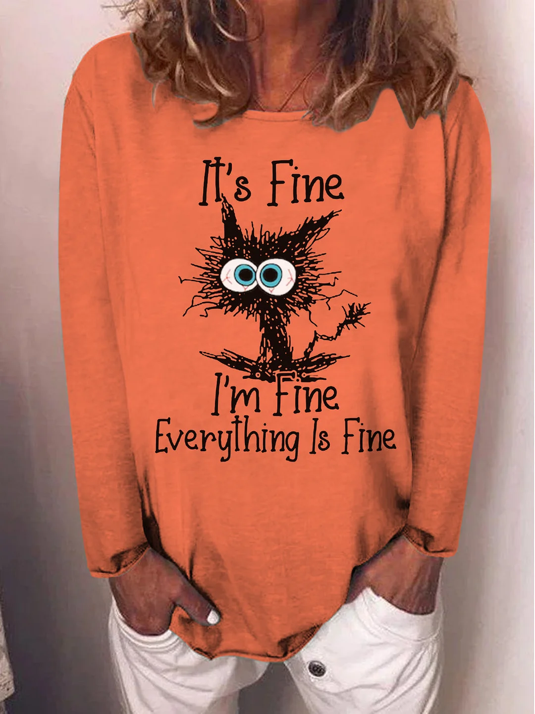 It's Fine I'm Fine Everything Is Fine Funny Long Sleeve Blouses