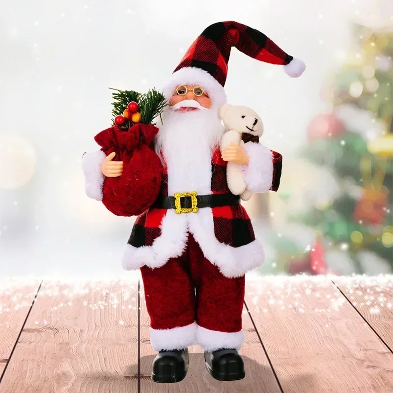 Tegooe 30CM Plush Santa Claus Doll Christmas Desktop Ornaments New Year Gift
