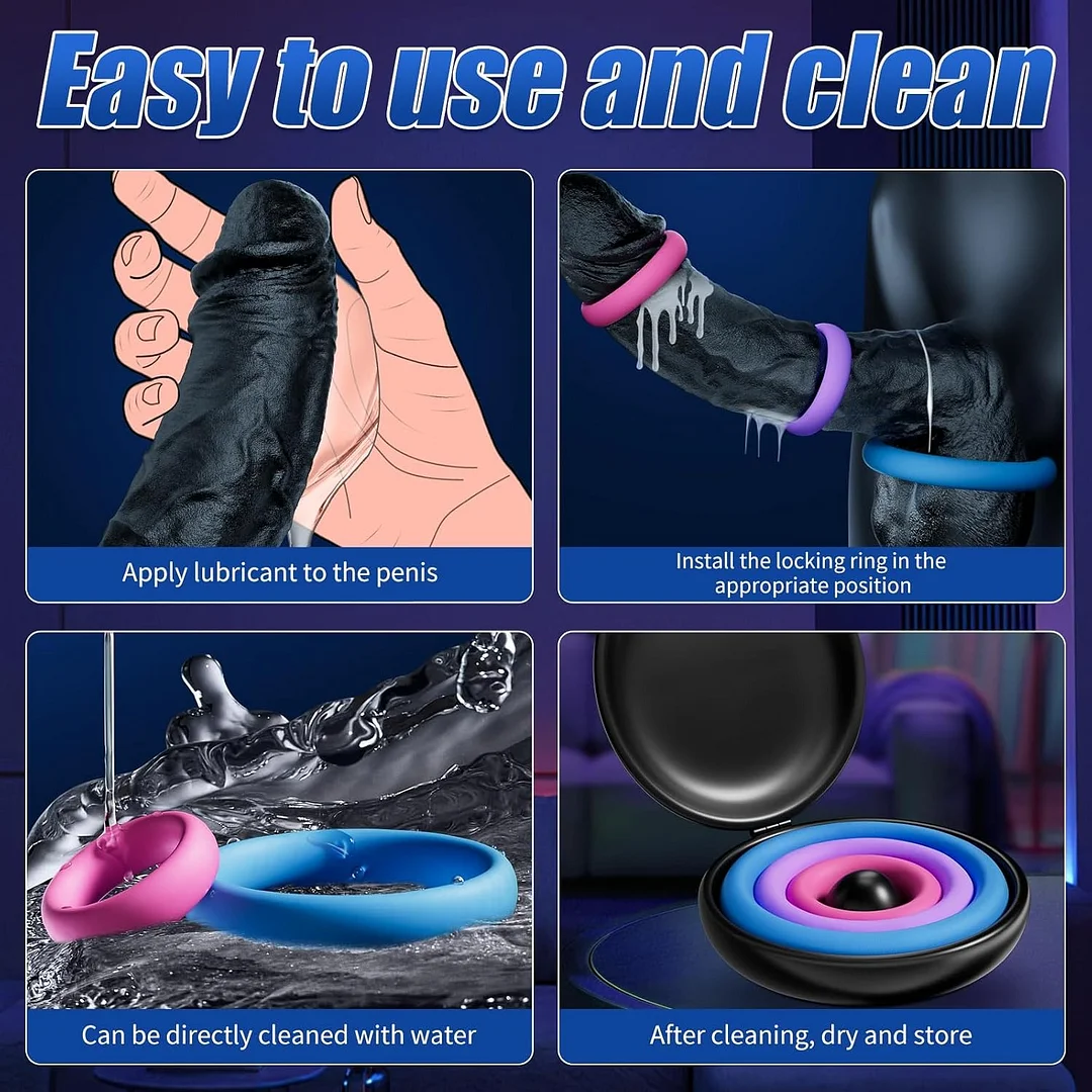 3 Size Stretchy Silicone Cock Ring Set For Men | Delay Training Rings With Case For Longer-lasting Performance