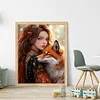 Girl And Fox - 11CT Stamped Cross Stitch - 40*50cm