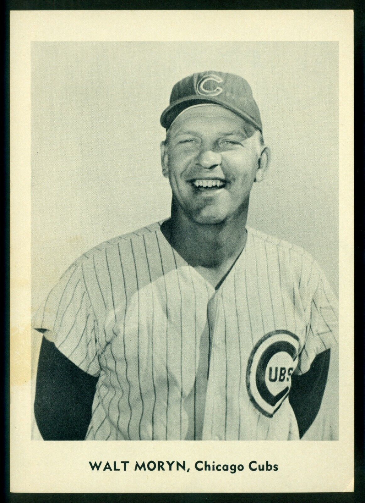 Original 1950's WALT MORYN CHICAGO CUBS Team Issue B&W Photo Poster painting Card sz 5X7 EX-NM