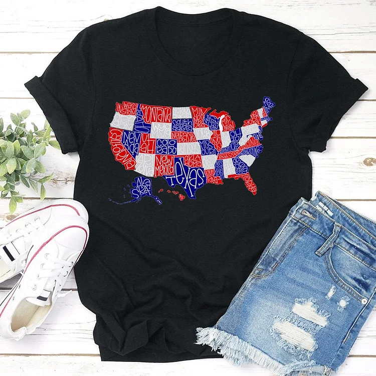 American map independence Day  T-shirt Tee - 02097-Annaletters