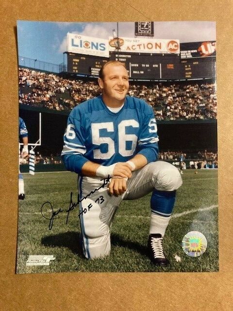 Joe Schmidt Lions HOF Boldly Signed 8x10 Photo Poster painting with COA