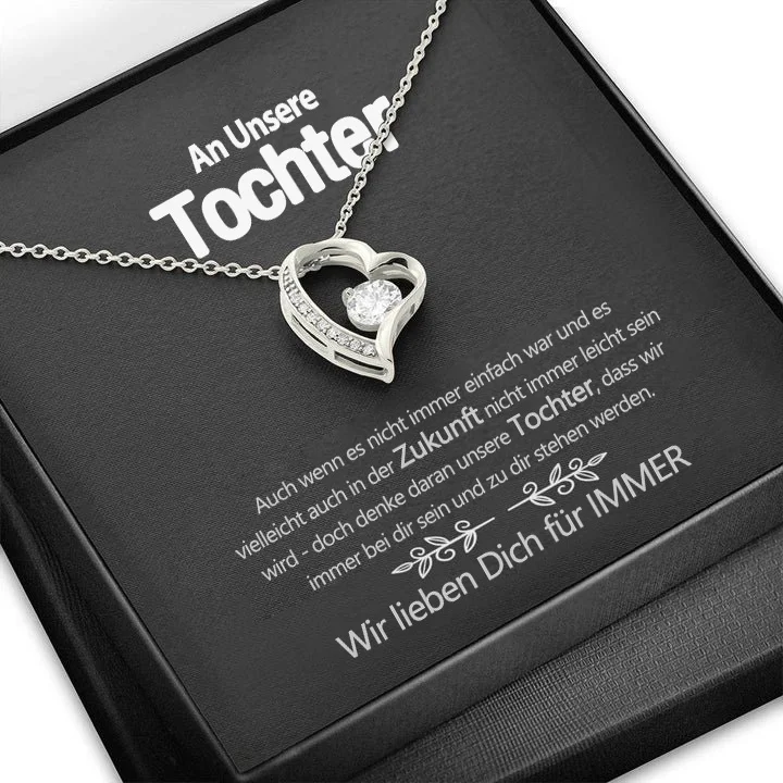 925 Sterling Silber Herz Halskette - An Unsere Tochter - Wir Lieben Dich für Immer-Geschenk mit Nachrichtenkarte 