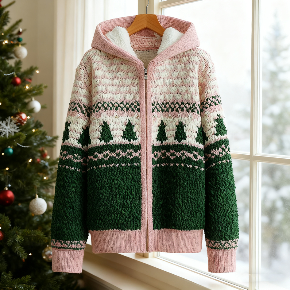 Women&rsquo;s Retro Hooded Knit Sweater Coat elevenforest